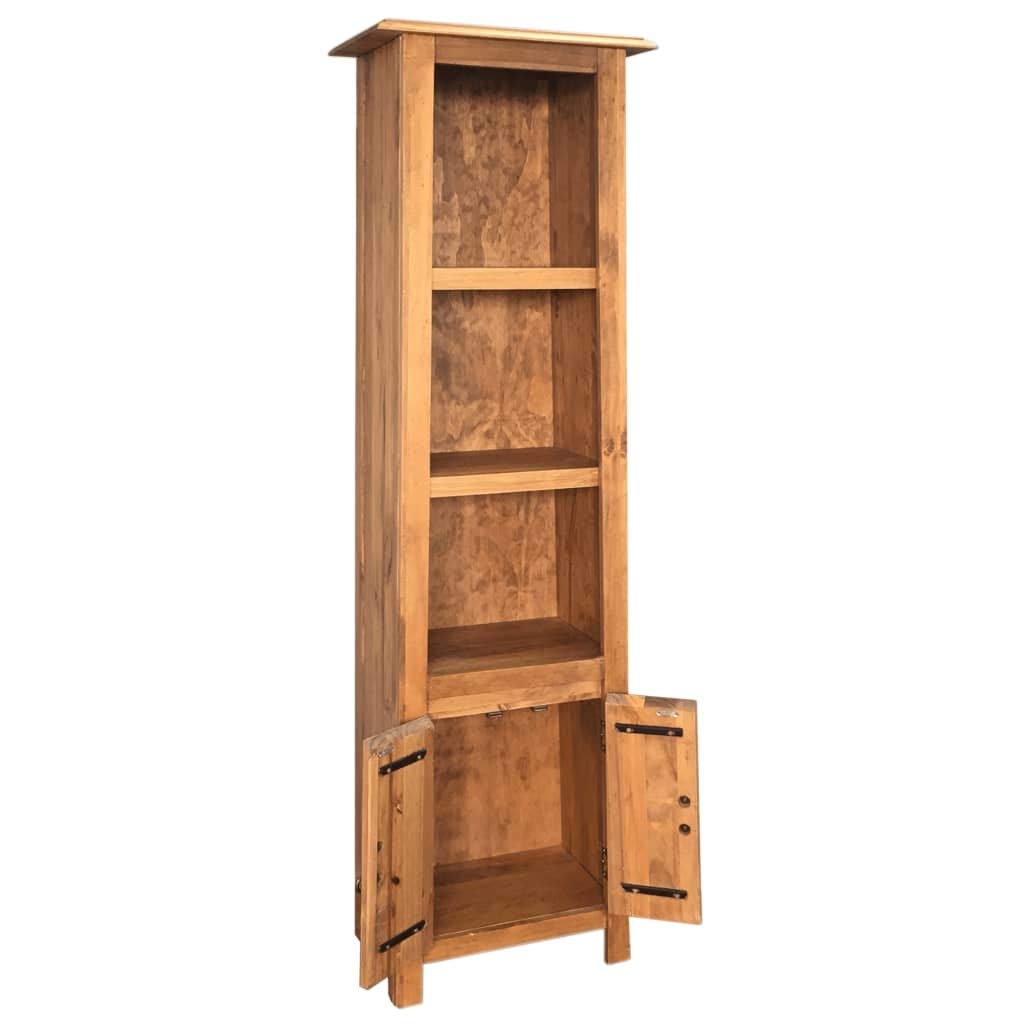 Solid Wood Bathroom Storage Cabinet - Freestanding Pinewood Organizer with Lockable Door & Open Shelves, 18.9x12.6x27.6 Inches - Perfect for Bathroom, Laundry Room & Bedroom Organization