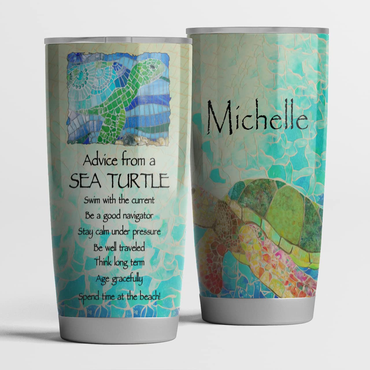 Personalized Sea Turtle Stainless Steel Tumbler with Lid - Custom Name Travel Mug for Men & Women - Perfect Christmas Birthday Gift for Sea Turtle Lovers - Ideal for Coffee, Tea & Outdoor Adventures