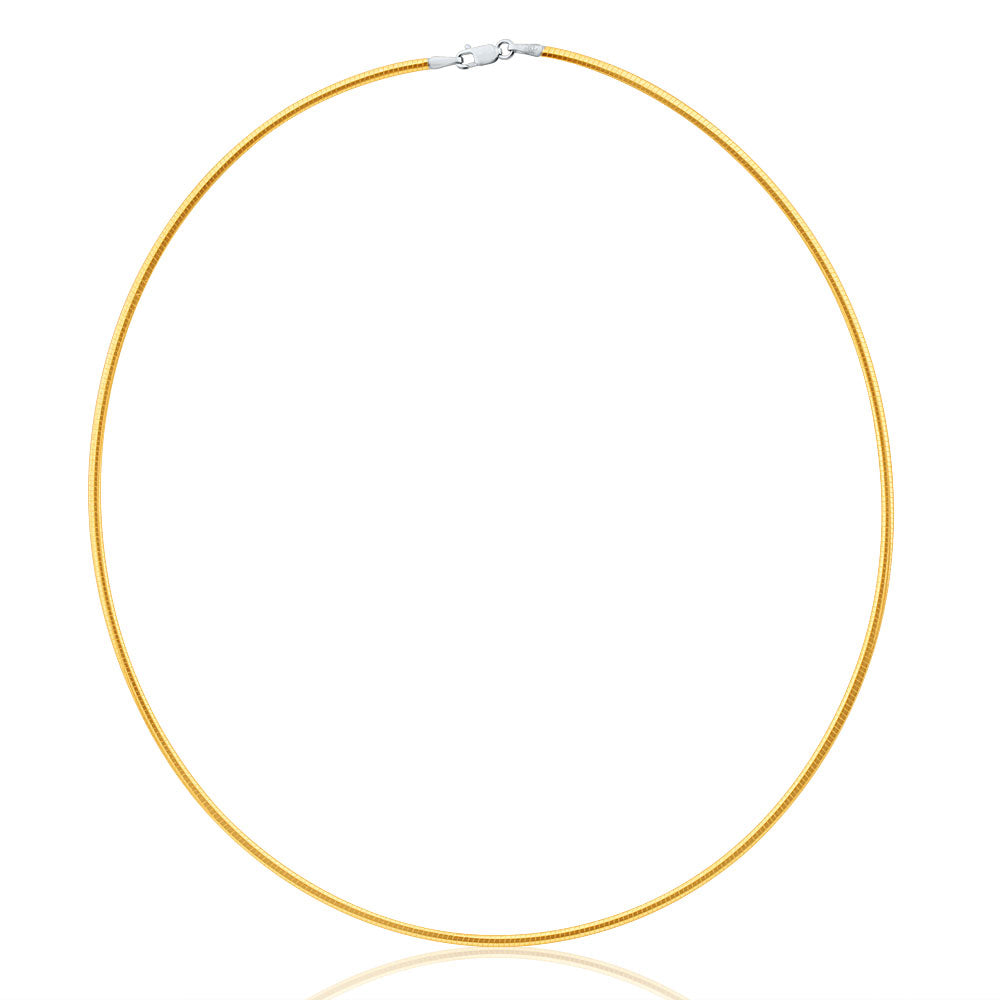 9ct White & Yellow Gold Silver Filled Reversible Omega Chain Necklace 45cm - Elegant Unisex Jewelry for Everyday Wear & Special Occasions