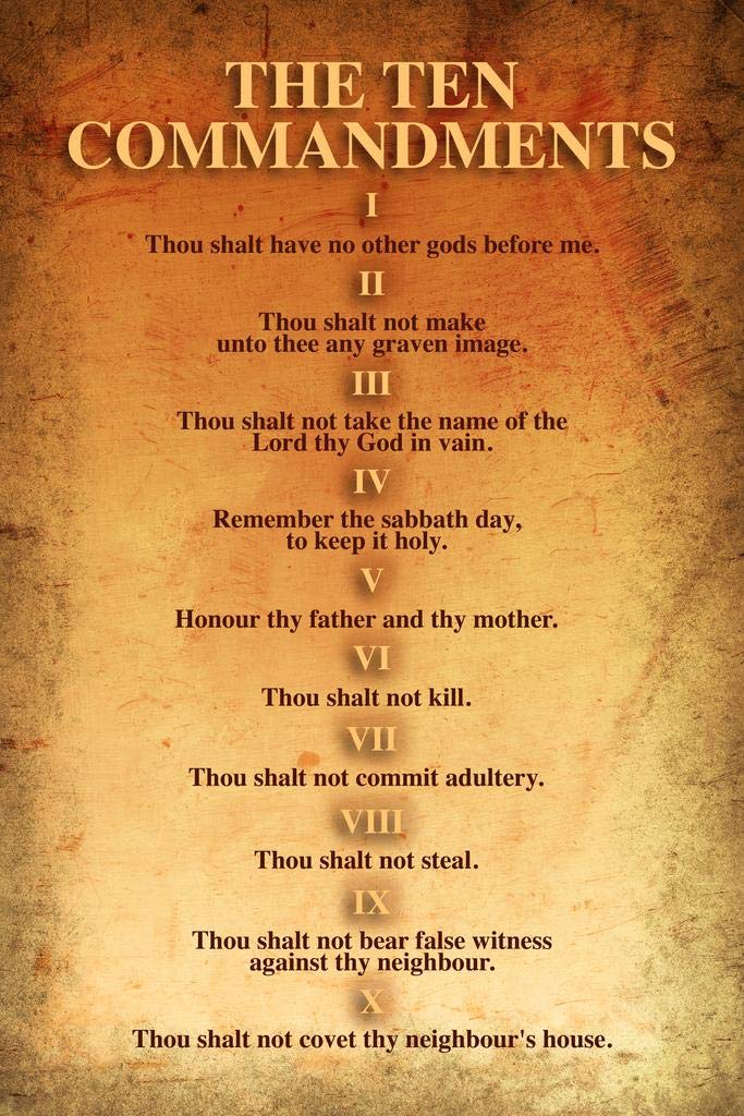 Religious Bible 10 Commandments Canvas Art - Home & Church Decor