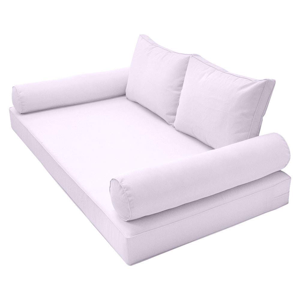 Prolinemax Outdoor Style 1 Twin-XL Piped Trim Daybed Mattress Bolster Pillow Fitted Cover - Waterproof & Breathable Fabric for Patio, Sunroom or Guest Bedroom AD107