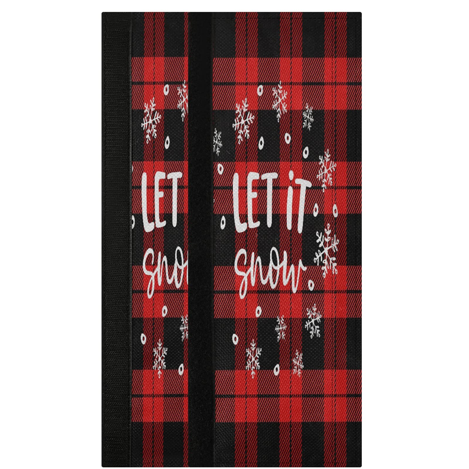 Let It Snow Tartan Plaid Refrigerator Handle Covers - 2 Pack Christmas Snowflake Kitchen Decor for Fridge, Oven, Dishwasher & Microwave - Holiday Home Protection & Cozy Winter Decor