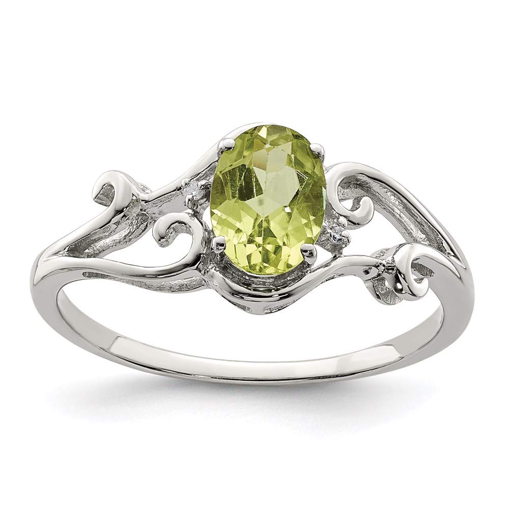 925 Sterling Silver Oval Peridot & Diamond Ring for Women | Elegant Fine Jewelry Gift for Her | Perfect for Anniversaries, Birthdays & Special Occasions