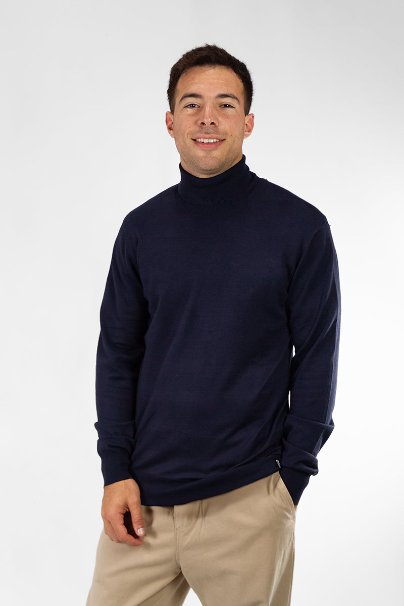 Men's Plain Synthetic Navy Blue Sweater - Comfortable & Stylish for Casual Wear, Office, and Outdoor Activities