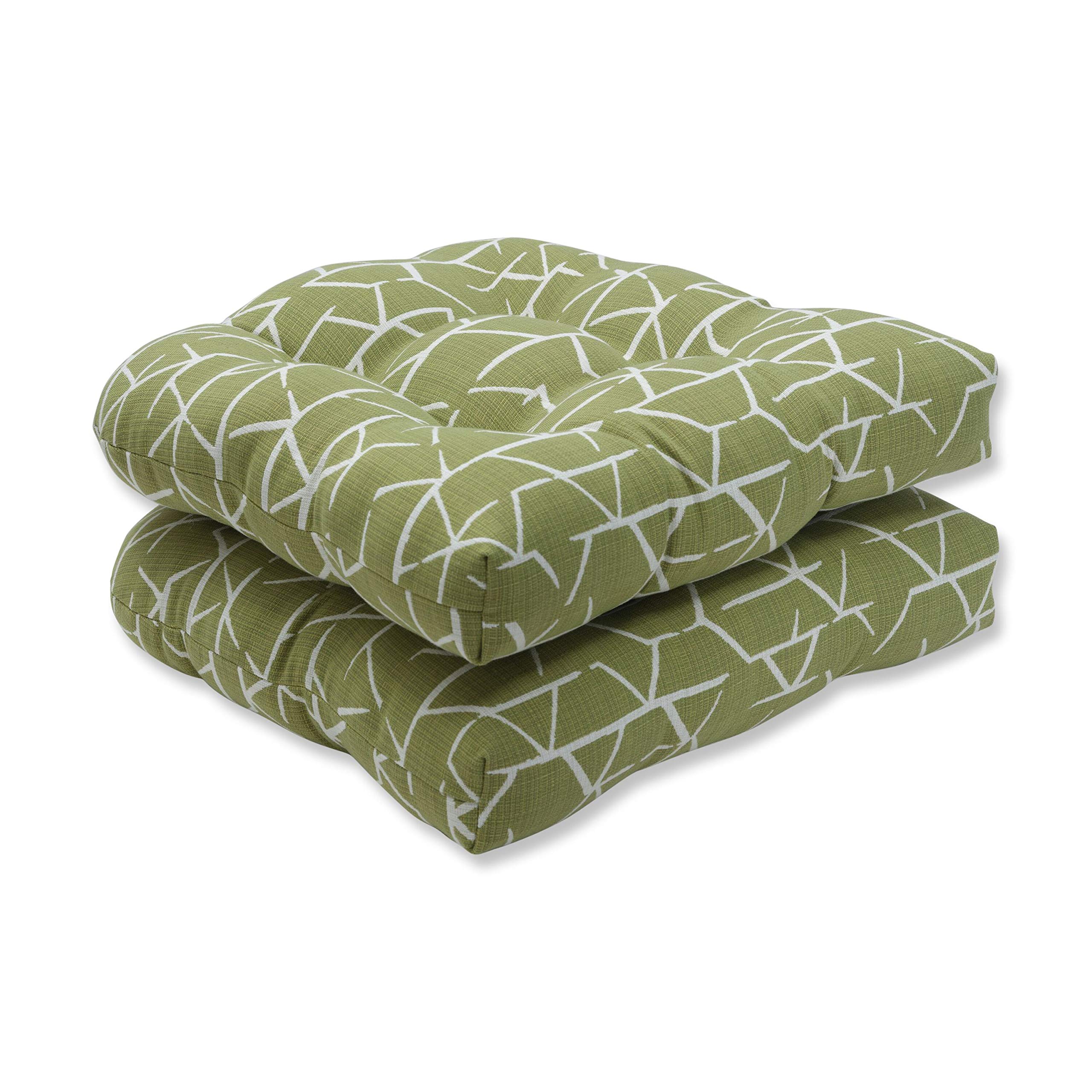 Pillow Perfect Round Back Tufted Seat Cushions - 19x19 Inch Green Outdoor/Indoor Sofa Pillows (2 Pack) - Water-Resistant & Durable for Patio Furniture, Garden Chairs & Window Seats