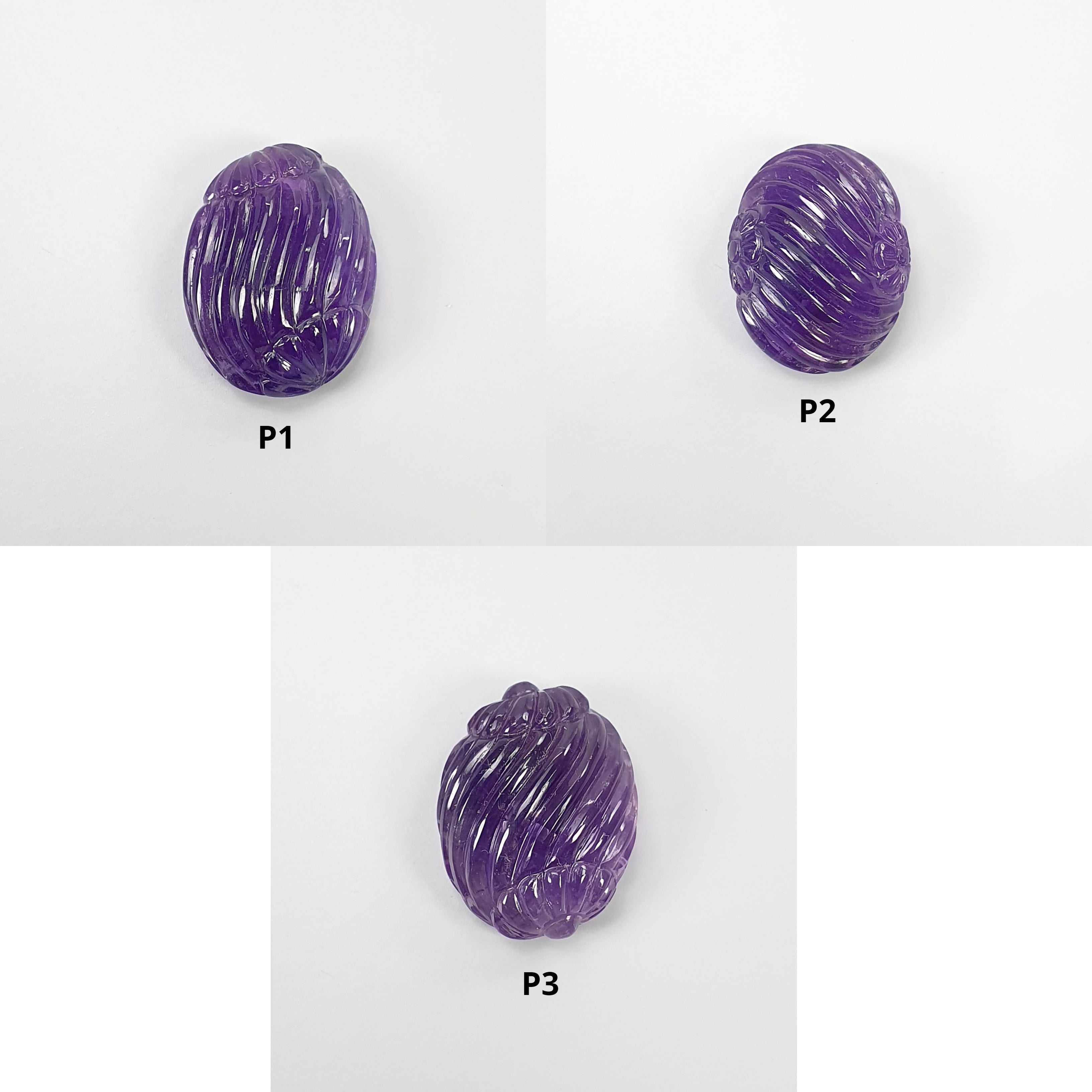 Natural Untreated Amethyst Gemstone Carving - Handcrafted Oval Purple Amethyst (19.5x14.5mm & 21x16mm) for Jewelry Making, Meditation & Spiritual Healing