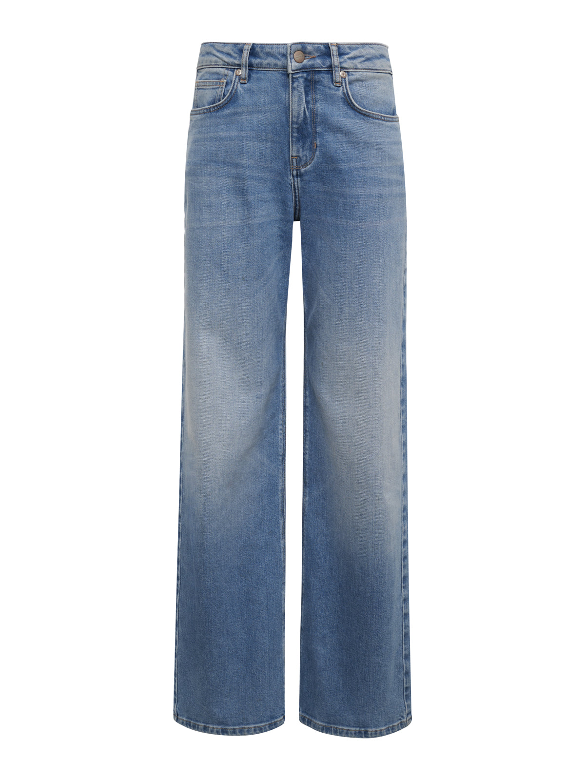 Ekara Slim Wide Semi High Rise Jeans for Women - Light Wash Stretch Denim Pants | Comfortable & Flattering Fit for Casual Wear, Office & Date Night