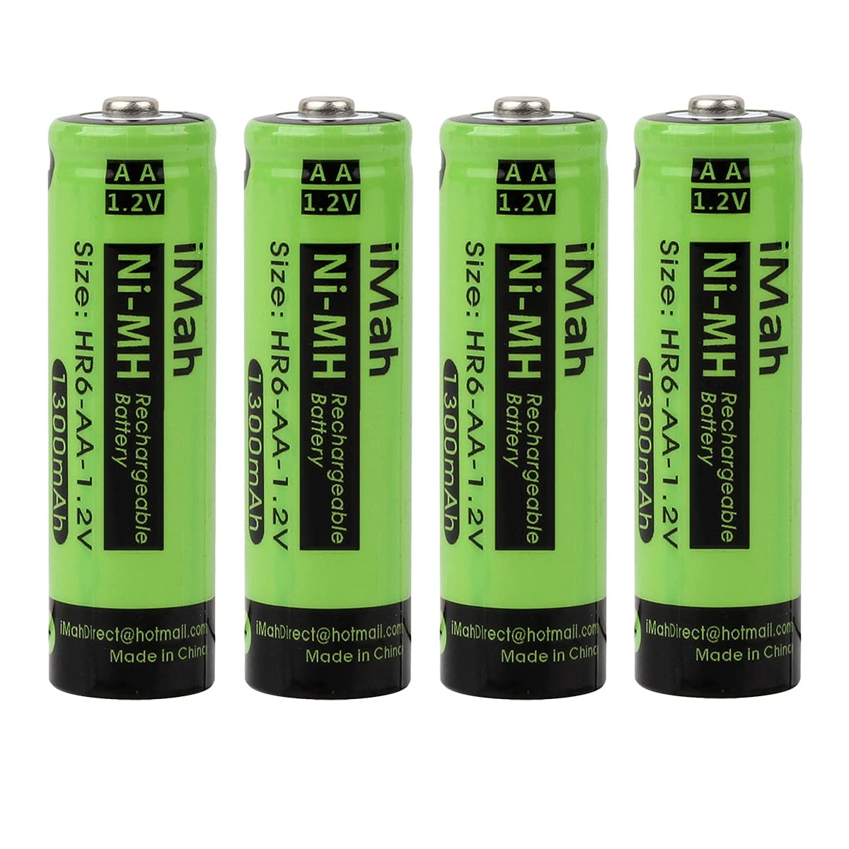 iMah AA Rechargeable Batteries 1.2V 1300mAh Ni-MH - 4 Pack for Solar Lights, Garden Lamps, Remote Controls, Computer Mice & Household Devices | Perfect for Outdoor Lighting & Electronic Gadgets