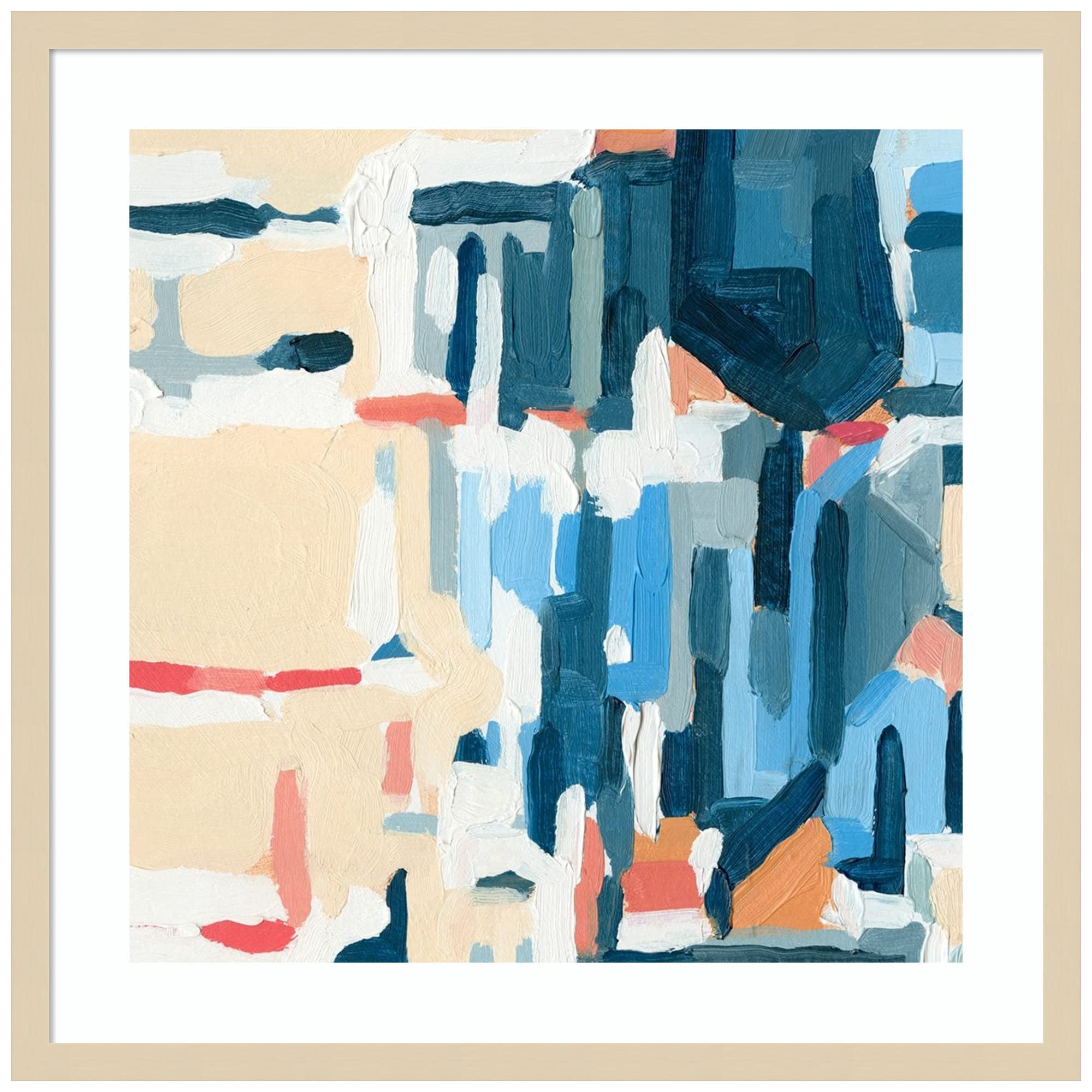 Emma Caroline Summer Abstraction II Wood Framed Wall Art Print - 25x25 Inches Natural Frame - Modern Home & Office Decor - Perfect for Living Room, Bedroom & Office Spaces