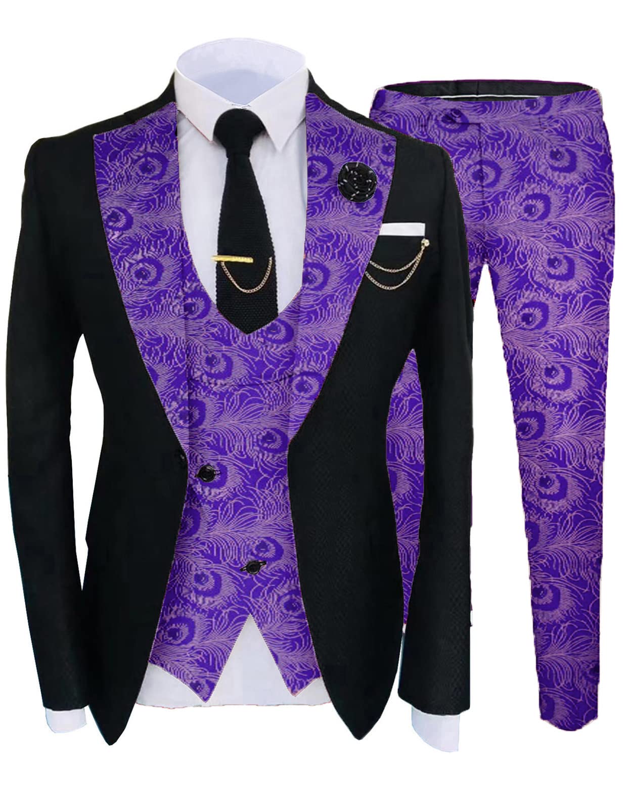 2022 DGMJ Men's Slim Fit 3-Piece Formal Suit | Wedding Tuxedo & Vest Set | Groomsmen Party Attire | Perfect for Weddings, Prom & Special Occasions