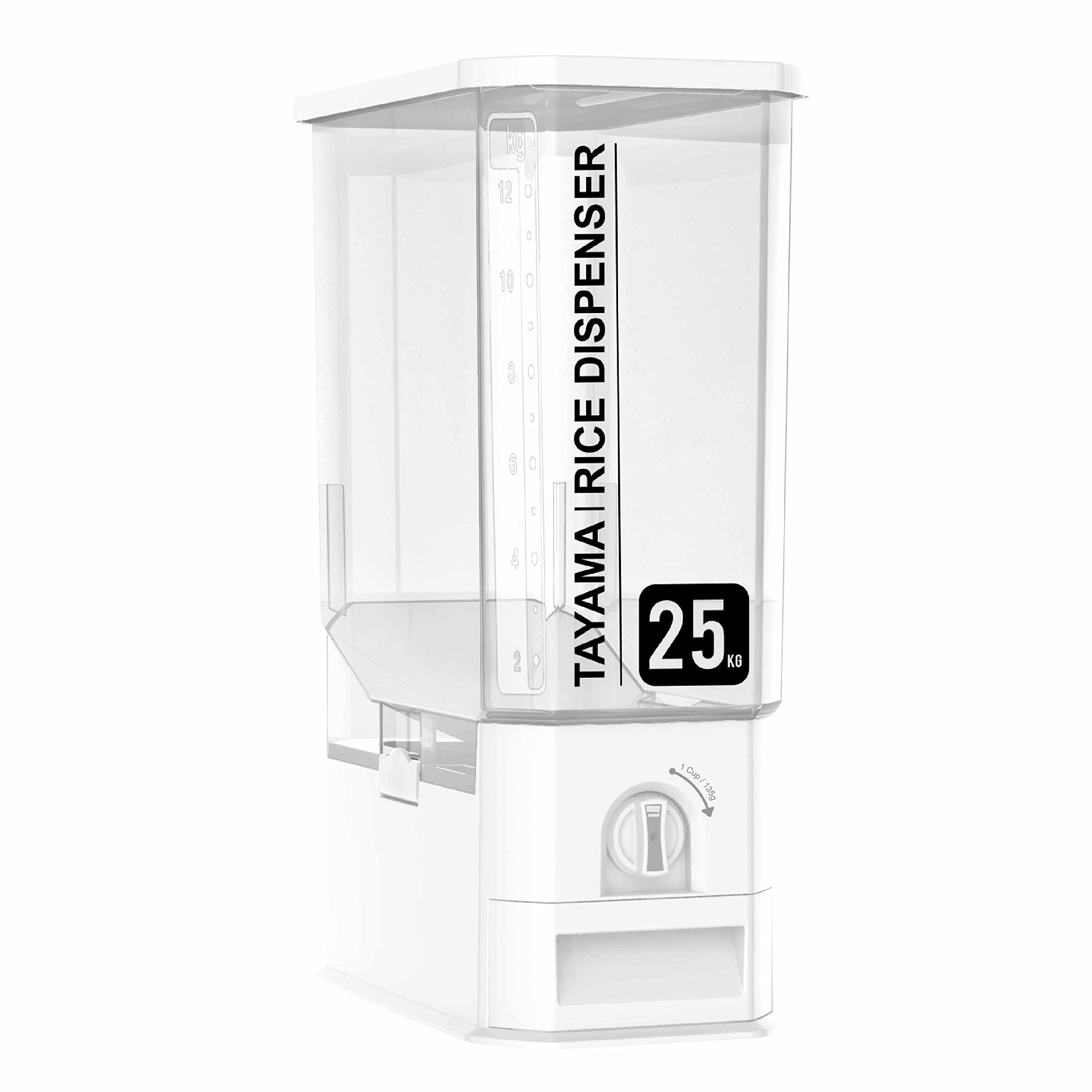 TAYAMA 55 lbs. Capacity Rice Dispenser & Grain Storage Container - Airtight, BPA-Free, Stackable Kitchen Organizer for Rice, Flour, Cereal, Pet Food - Perfect for Pantry, Restaurant & Bulk Food Storage