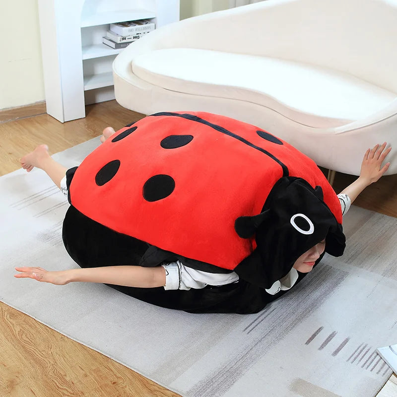 60/80/100cm Giant Ladybug Plush Pillow - Soft Stuffed Beetle Cushion for Kids, Cosplay & Home Decor | Perfect Christmas Gift for Insect Lovers (Use as Bed Pillow, Sofa Decor or Costume Prop)