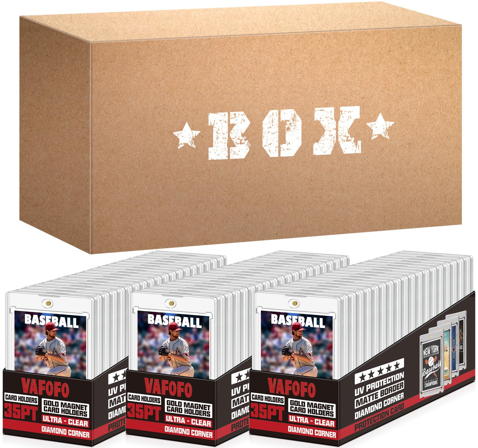 VAFOFO 100-Pack Magnetic Card Holders - 35PT Hard Plastic Protectors for Trading Cards, Sports Cards, MTG Cards - Durable Sleeve Case for Standard Size Collectibles - Perfect for Card Storage, Display & Protection