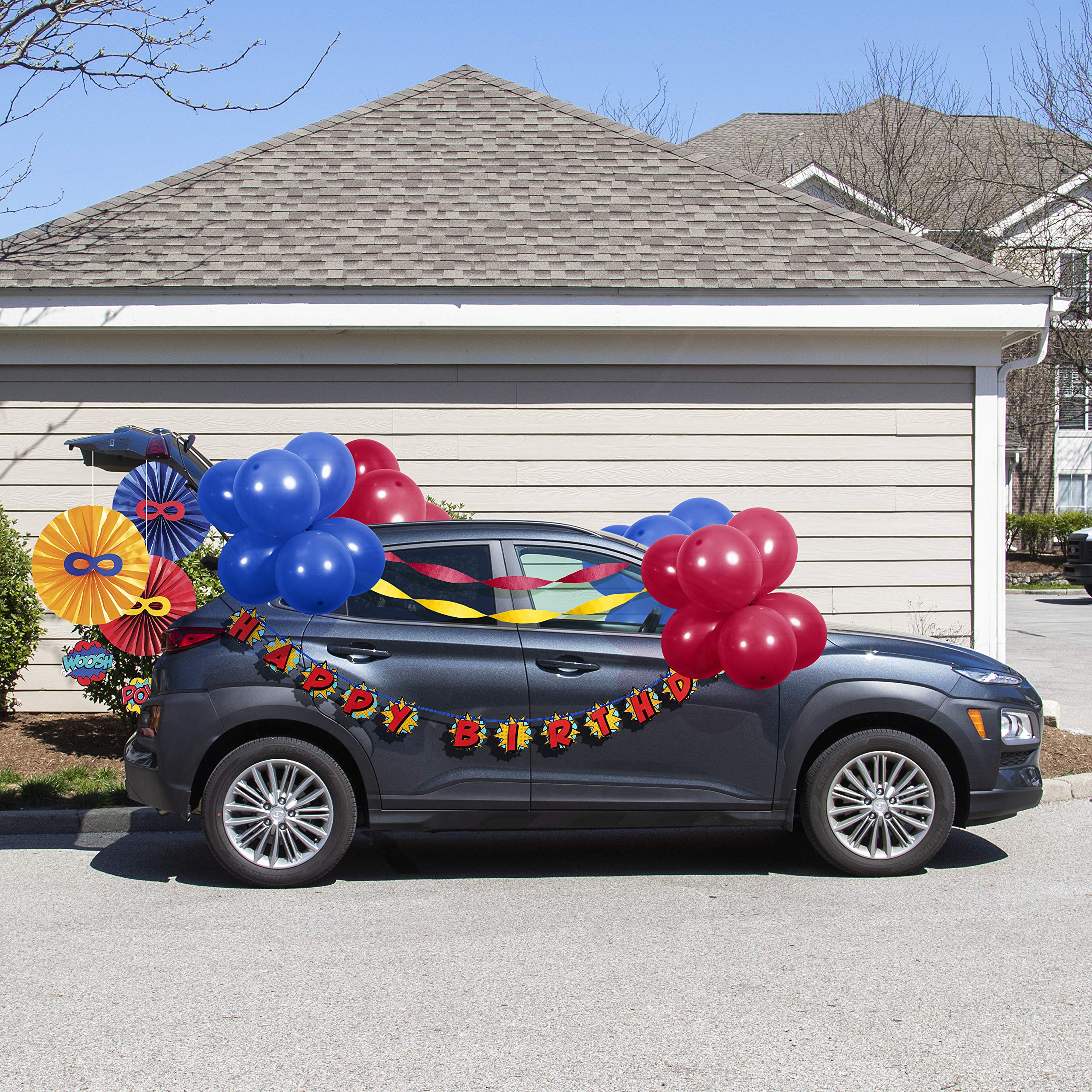 Superhero Birthday Parade Car Decorations Kit - 50-Piece Party Decor Set for Kids Birthday, Baby Shower & Gender Reveal - Perfect for Cars, Trucks & Parades (Batman, Spiderman, Avengers Theme)