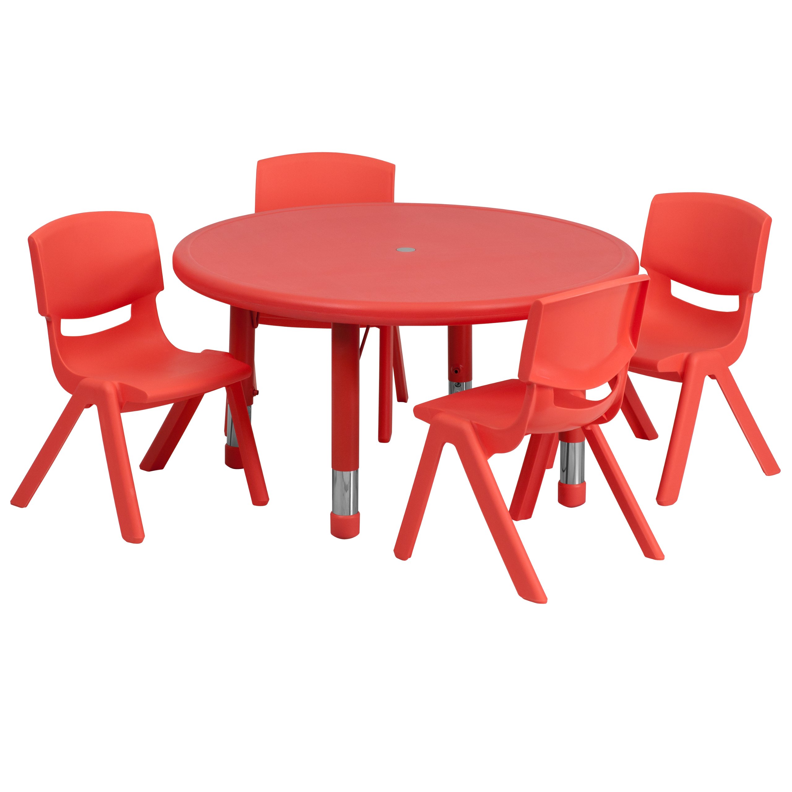 EMMA & OLIVER 33-Inch Round Adjustable Kids Activity Table Set with 4 Chairs - Durable Plastic Table for Toddlers, Preschool & Daycare - Perfect for Arts, Crafts, Learning & Playtime at Home or Classroom