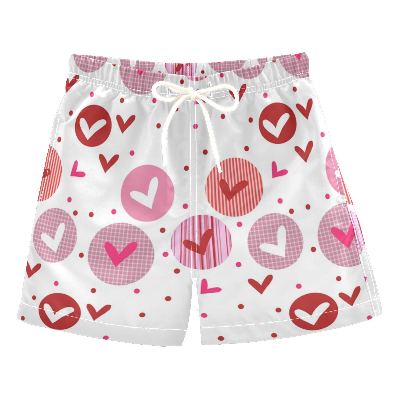 Boys Love Hearts Pattern Swim Trunks - Stylish Board Shorts for Beach, Surf & Pool - Essential Hawaii Beachwear for Summer Vacations
