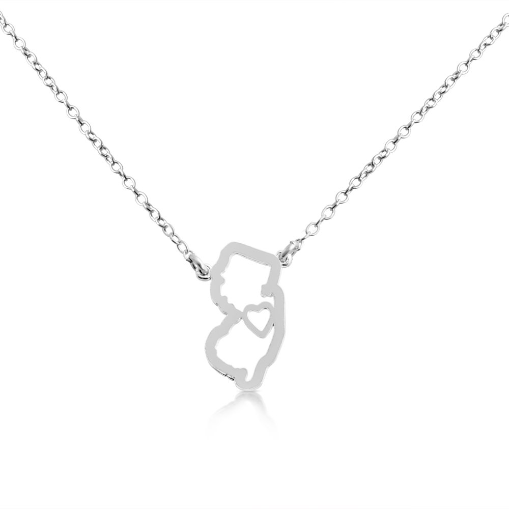925 Sterling Silver New Jersey State Necklace - 'Home is Where The Heart is' Charm Pendant Jewelry for Women | Perfect for Gifts, Travel Souvenirs & State Pride