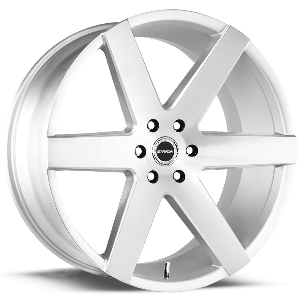 STRADA CODA Custom Wheel 20x8.5 15 Offset 5x114.3 Bolt Pattern 72.6mm Hub Silver Brushed Face Rim - Premium Alloy Wheels for Trucks, SUVs & Performance Cars - Perfect for Off-Roading, Street Racing & Custom Builds