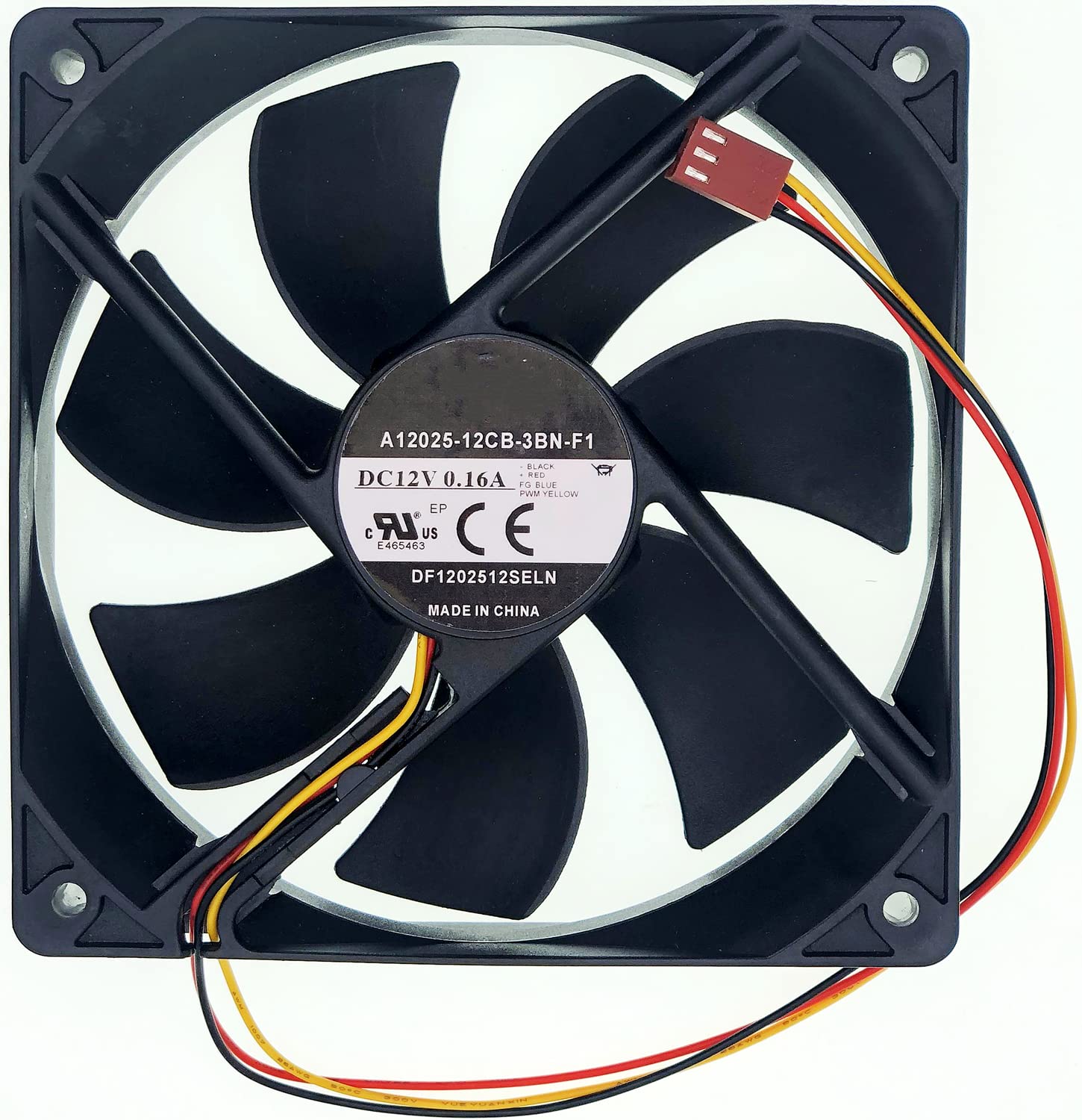 A12025-12CB-3BN-F1 12025 120mm Computer Case Cooling Fan - 12V 0.16A, 3-Pin 3-Wire Silent Chassis Fan for PC, Gaming Rig & Server Cooling - Ideal for Enhanced Airflow in Desktop Computers & Workstations