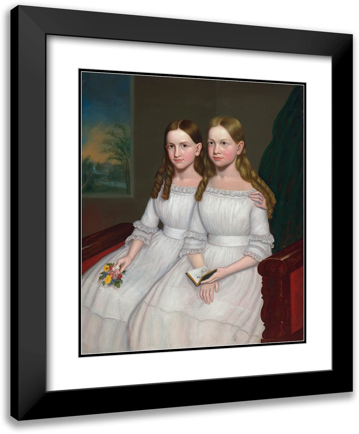 20x22 Black Modern Frame with Double Matted Museum Art Print - Dennison Sisters (ca. 1845) | Premium Wall Decor for Living Room, Bedroom & Office | ArtDirect Anonymous