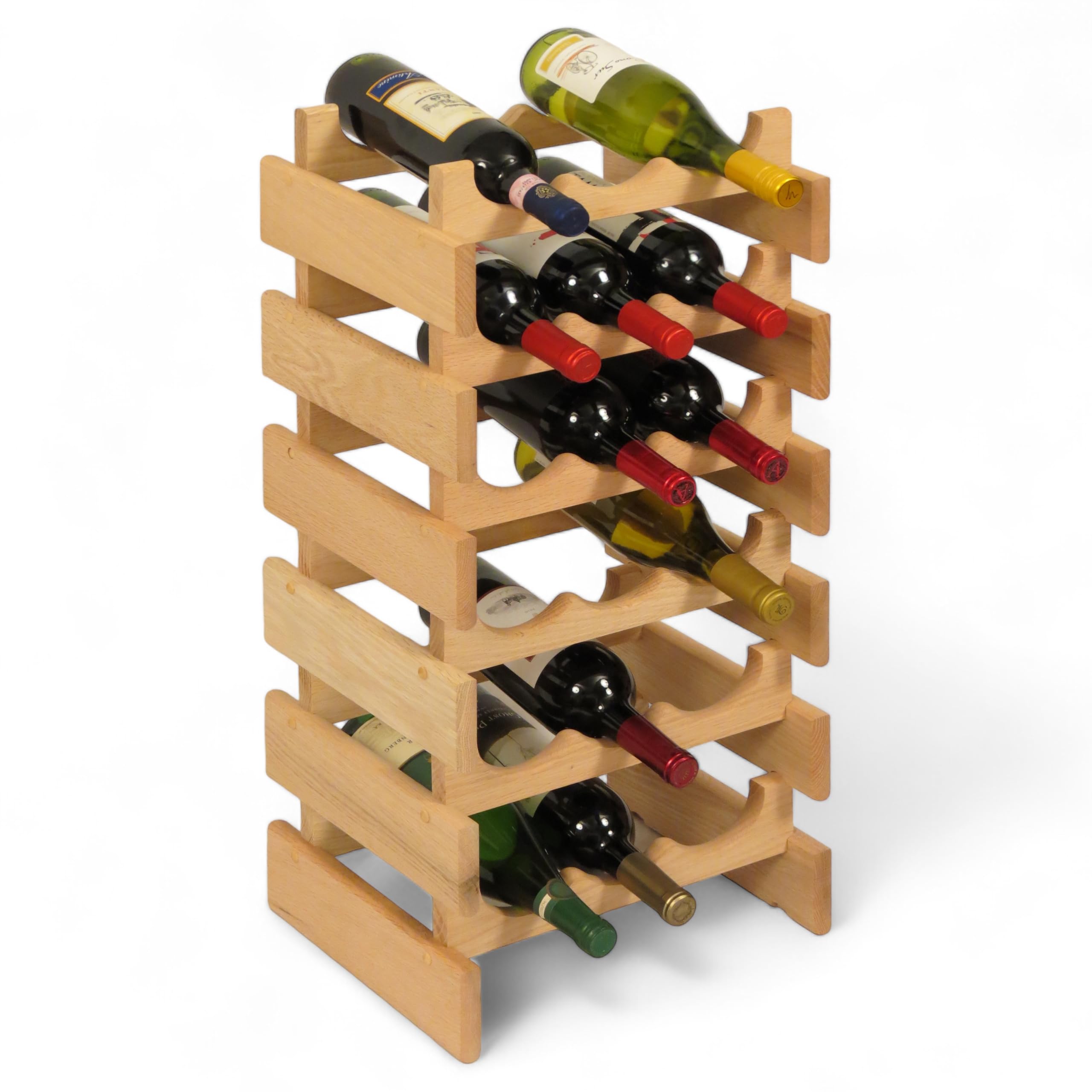 Unfinished Wooden Mallet 18-Bottle Dakota Wine Rack - Rustic Wine Storage for Cellar, Kitchen, or Dining Room Decor