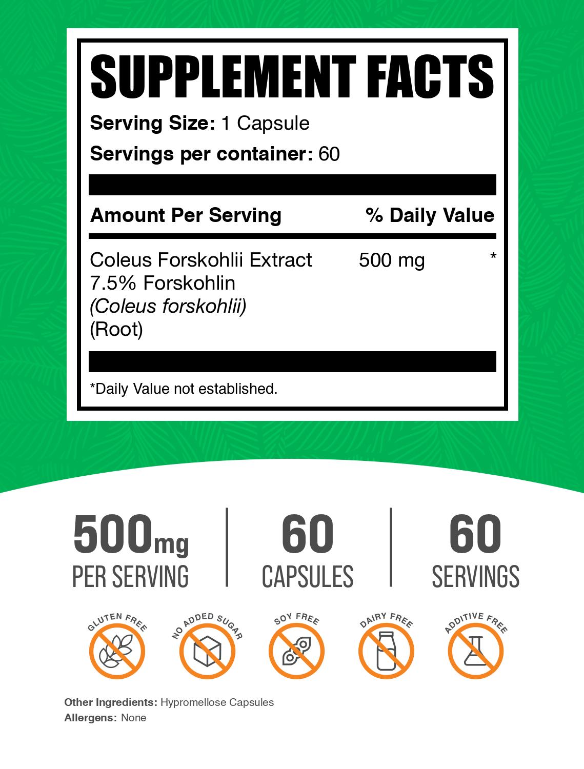 Premium Coleus Forskohlii Extract Capsules (7.5% Forskolin) | Natural Weight Loss & Metabolism Support Supplement | Supports Healthy Digestion & Energy Levels for Active Lifestyles