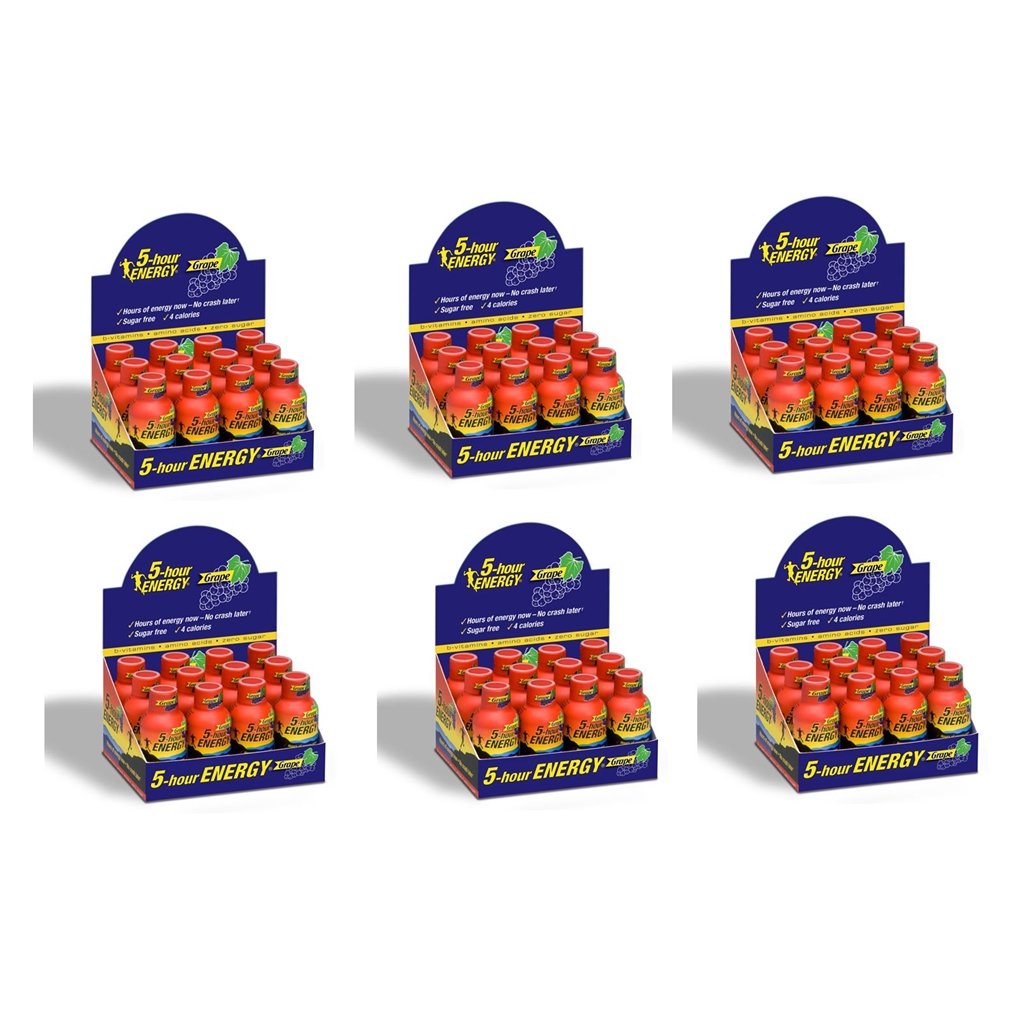 5 Hour Energy Shot Grape Flavor - 72 Pack of 2oz Bottles for Workout, Study & Late Night Energy Boost