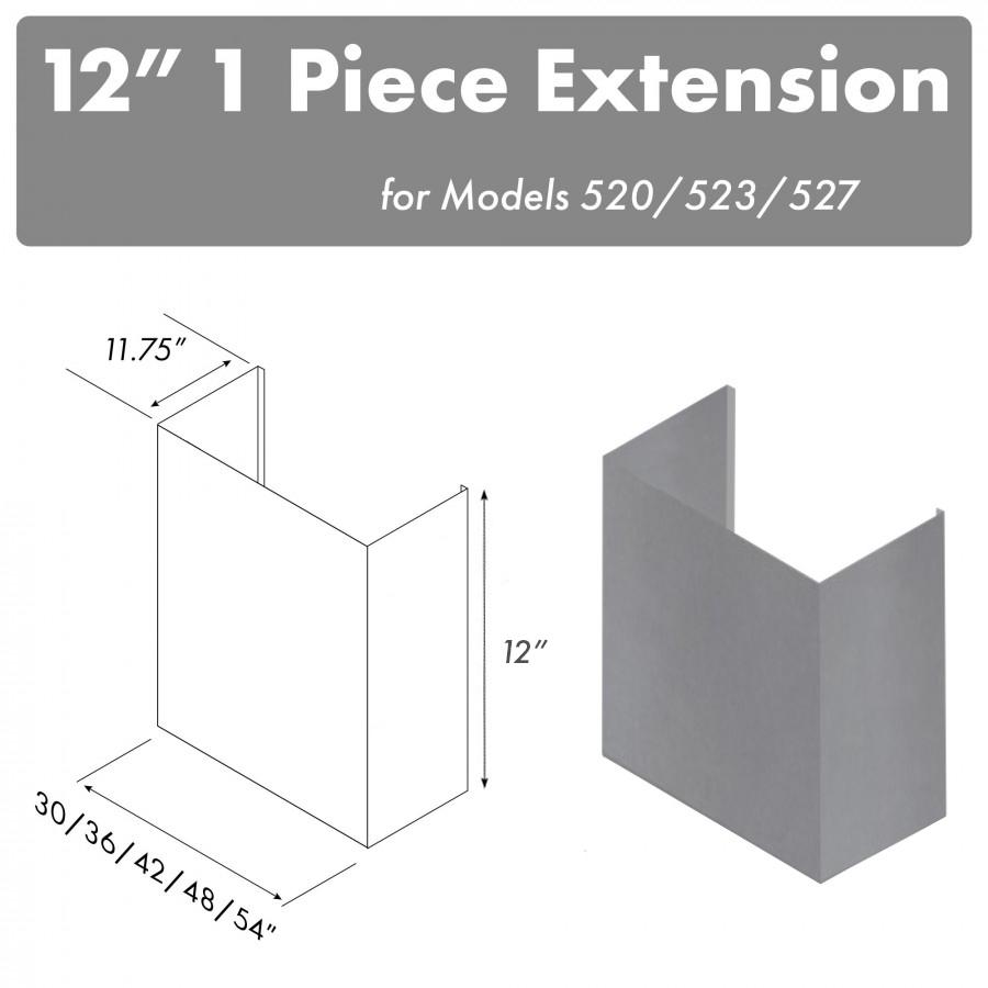ZLINE 12-Inch Chimney for 42-Inch Under Cabinet Range Hoods - Compatible with Models 520, 523, 527 (42 1FTEXT) - Perfect for Kitchen Ventilation & Modern Home Upgrades