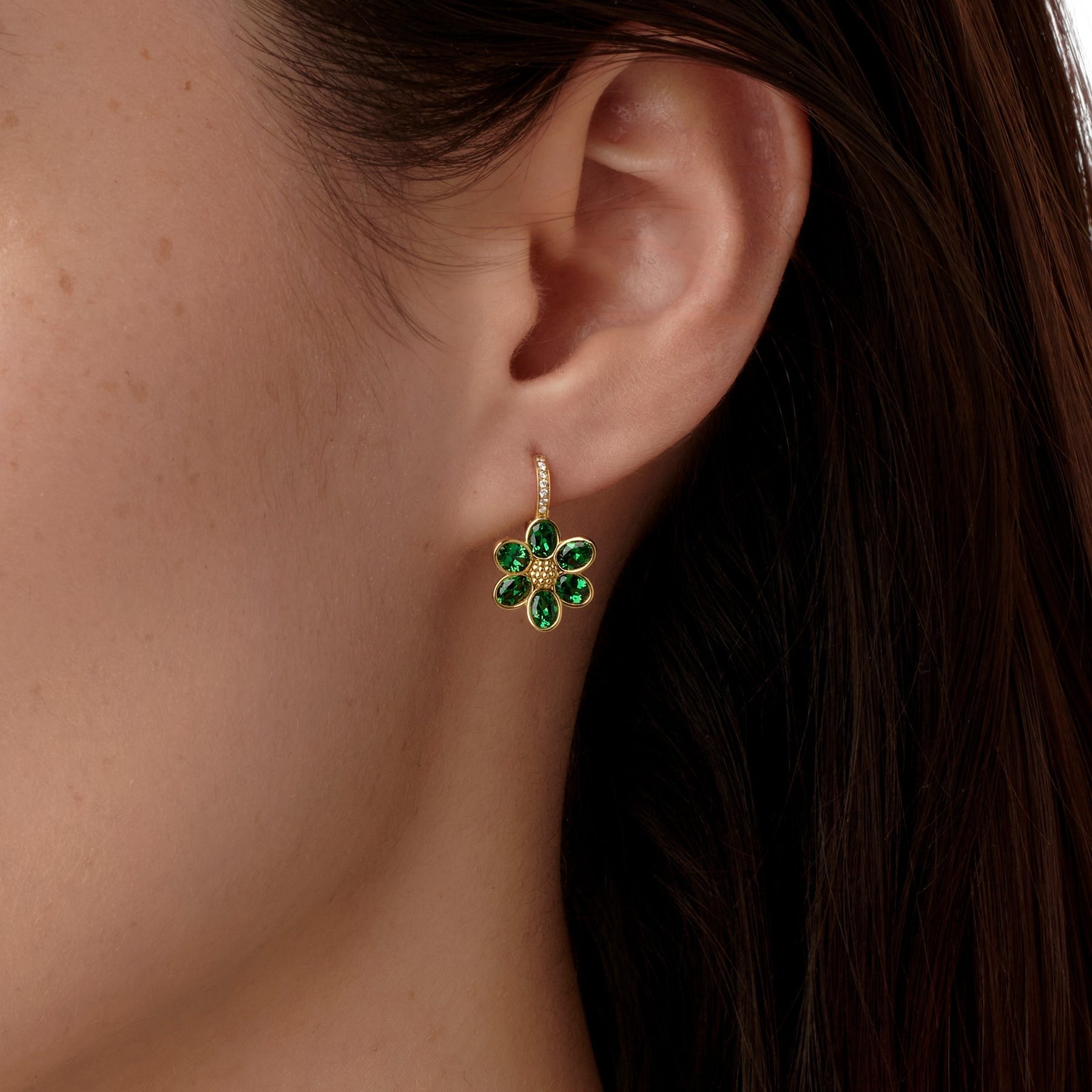 Temple St. Clair Tsavorite Fiori Earrings - 18K Gold Gemstone Dangle Earrings for Women, Luxury Green Garnet Jewelry - Perfect for Weddings, Parties & Special Occasions