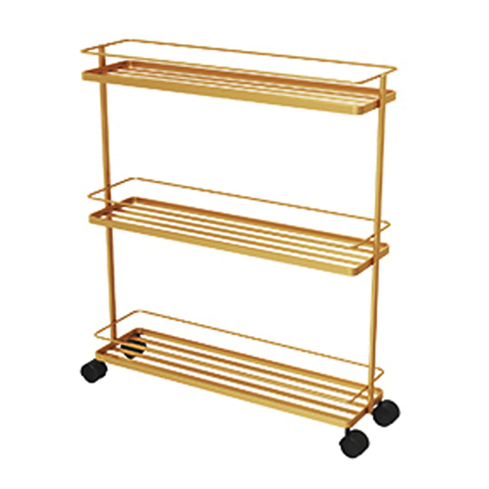 3-Tier Slim Rolling Cart with Slide-Out Shelves - Multifunctional Storage Organizer for Kitchen, Bathroom & Laundry - Space-Saving Utility Cart in Gold, White & Black - Perfect for Small Spaces & Narrow Areas