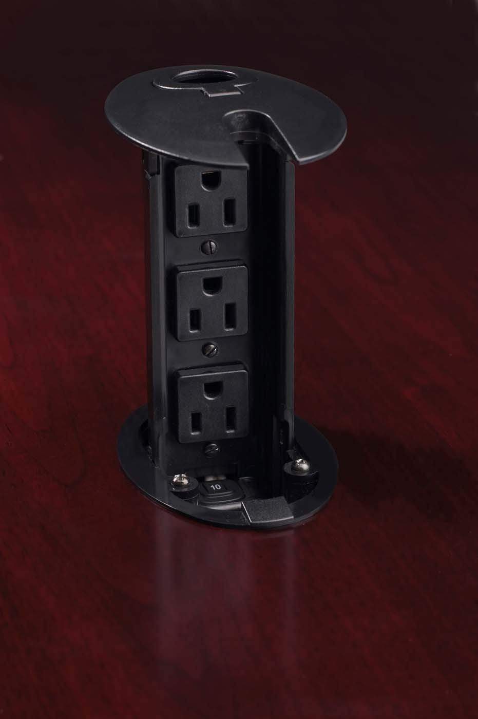 Safco Mayline PMR30BLK Power & Data Module with 3 Outlets - Black | Office Desk Power Strip for Computers & Electronics | Perfect for Conference Rooms & Workstations