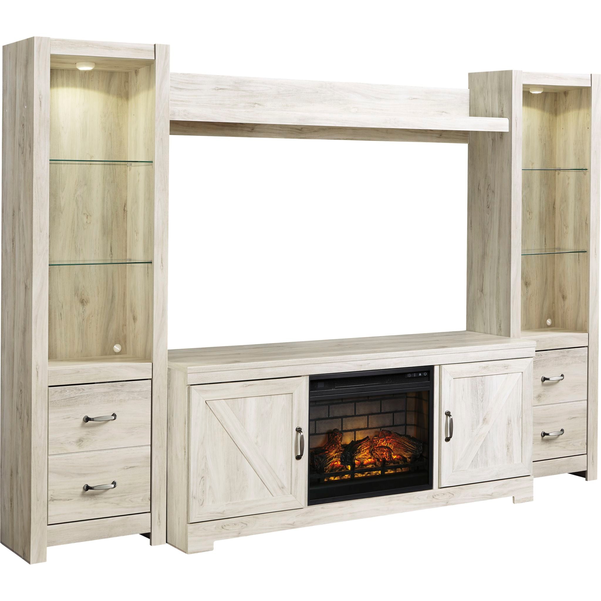 Bellaby 5-Piece Entertainment Unit TV Stand Set - Modern Whitewash Finish for Living Room, Home Theater & Media Storage