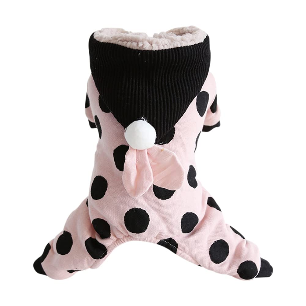 Small Dog Winter Coat - Warm Fleece Dog Jacket & Jumpsuit with Polka Dot & Leopard Print | Cozy Puppy Pajamas for Cold Weather | Perfect for Small Dogs Outdoor Walks & Indoor Lounging