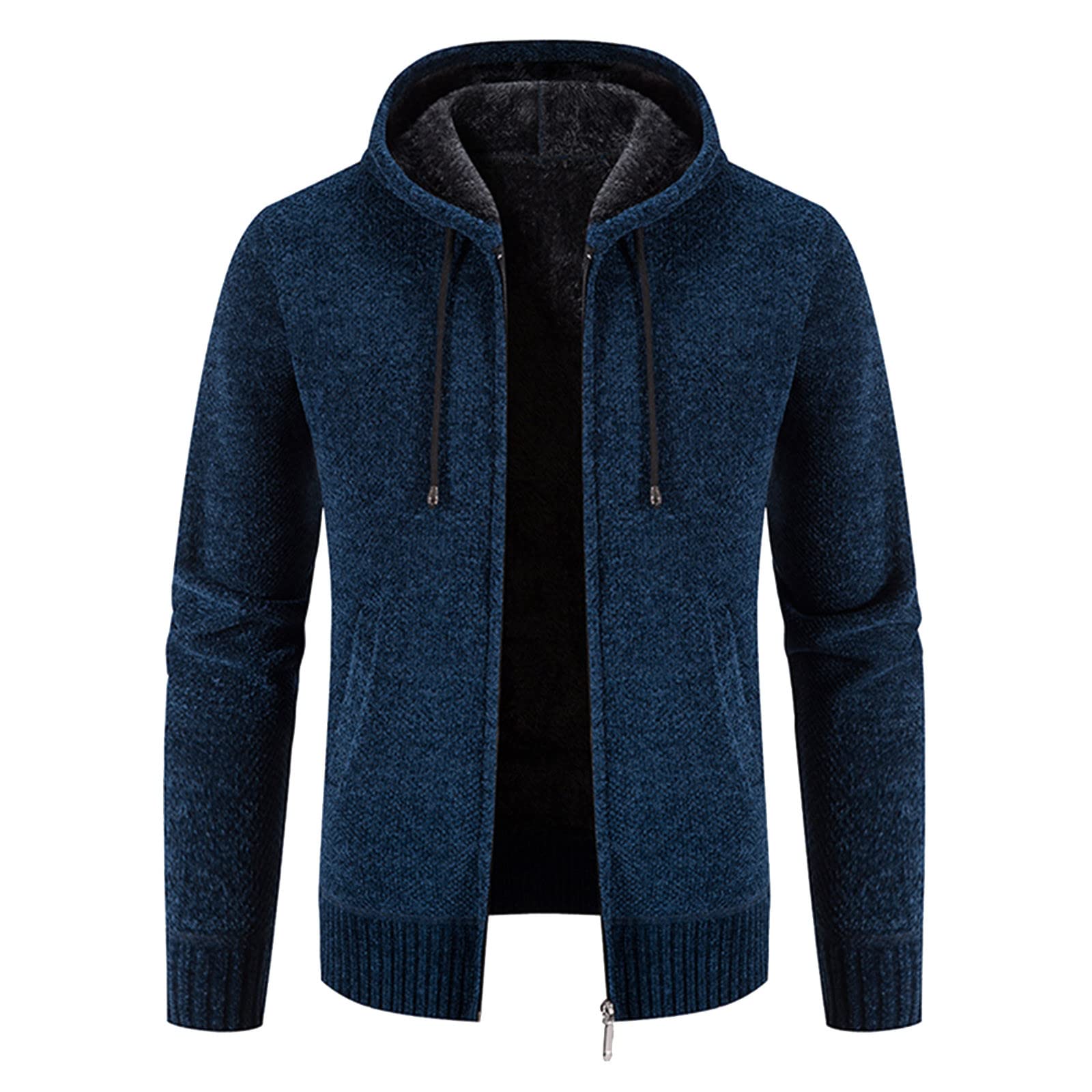 Men's Wool Fashion Coat - Autumn & Winter Warm Hooded Zipper Cardigan Knit Jacket for Casual Outwear | Perfect for Office, Dating & Outdoor Activities