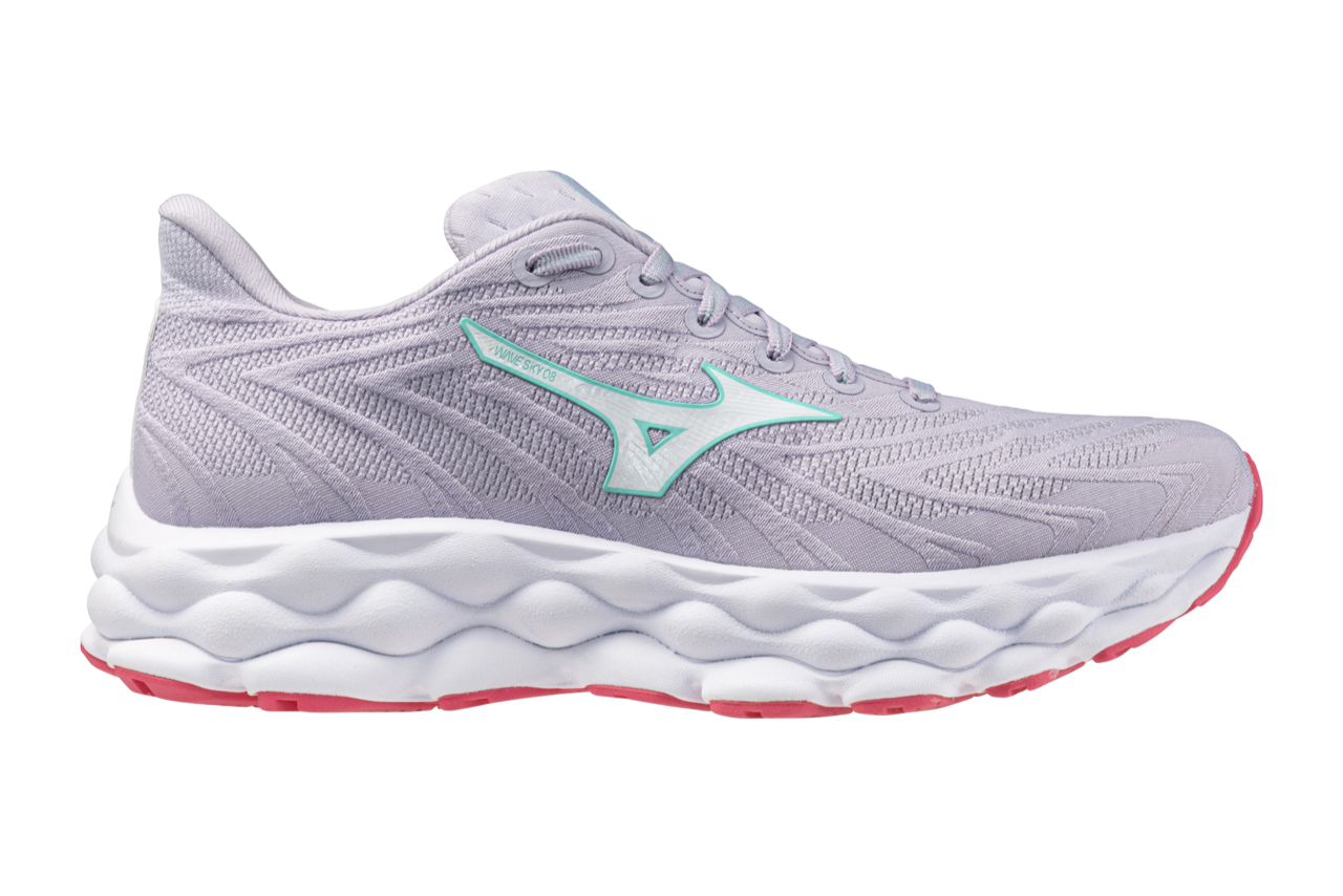 Mizuno Wave Sky 8 Women's Running Shoes (B Width) - Thistle/White/Camellia Rose | Lightweight Cushioned Sneakers for Jogging, Gym Workouts & Daily Walking