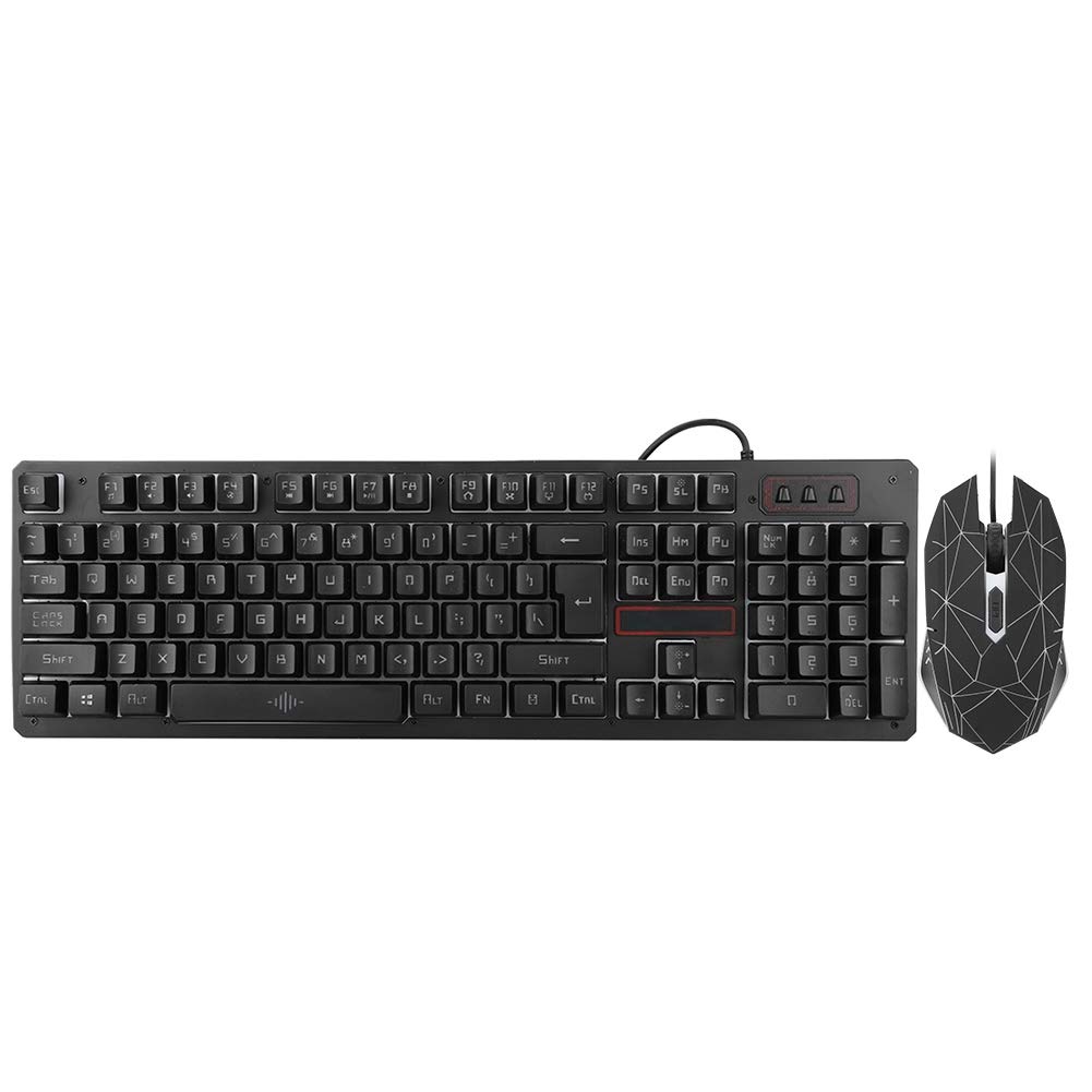 EBTOOLS RGB Backlit Gaming Keyboard and Mouse Combo - USB Wired Mechanical Keyboard with 3-Color LED Backlight, Ergonomic Mouse for PC & Laptop Gamers - Perfect for FPS, MOBA Games and Office Work