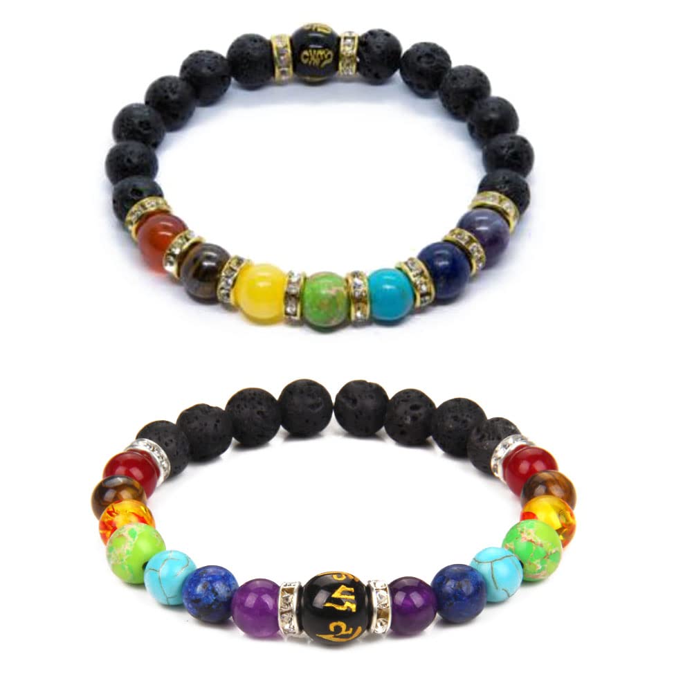 Imagineitem 7 Chakra Magnetic Lymph Detox Bracelet with Real Stones - Weight Loss, Healing & Energy Balance - Perfect for Yoga, Meditation & Spiritual Wellness