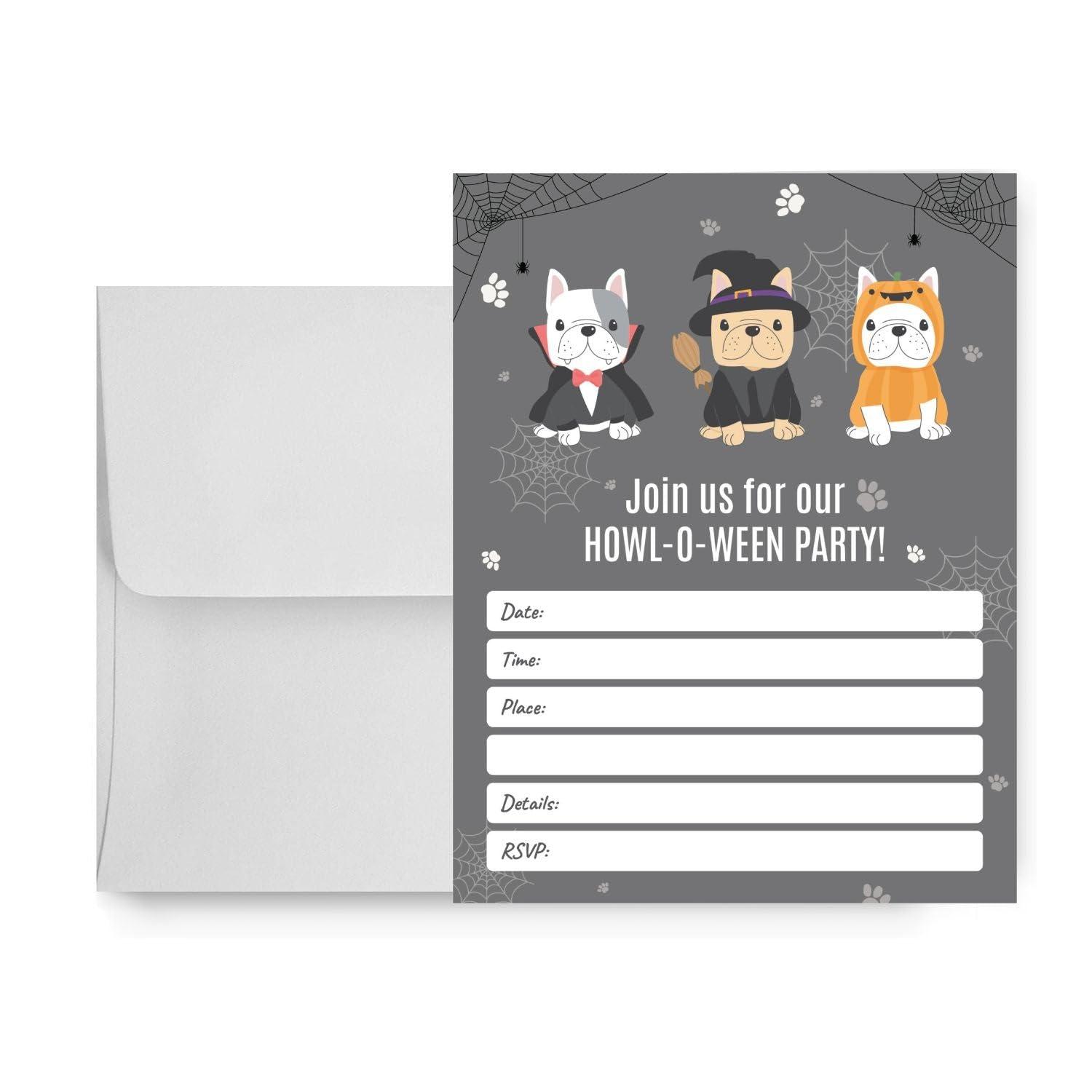 Halloween Dog Party Invitations - 25 Pack for Howl-o-Ween Celebrations