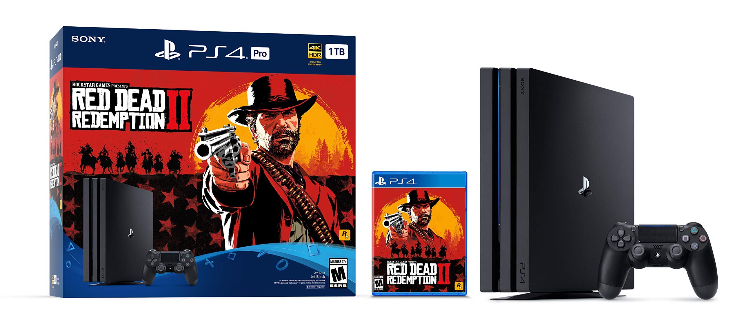 Refurbished PlayStation 4 Pro 1TB Gaming Console with Red Dead Redemption 2 Bundle - HD 4K HDR Gaming for Home Entertainment & Online Multiplayer