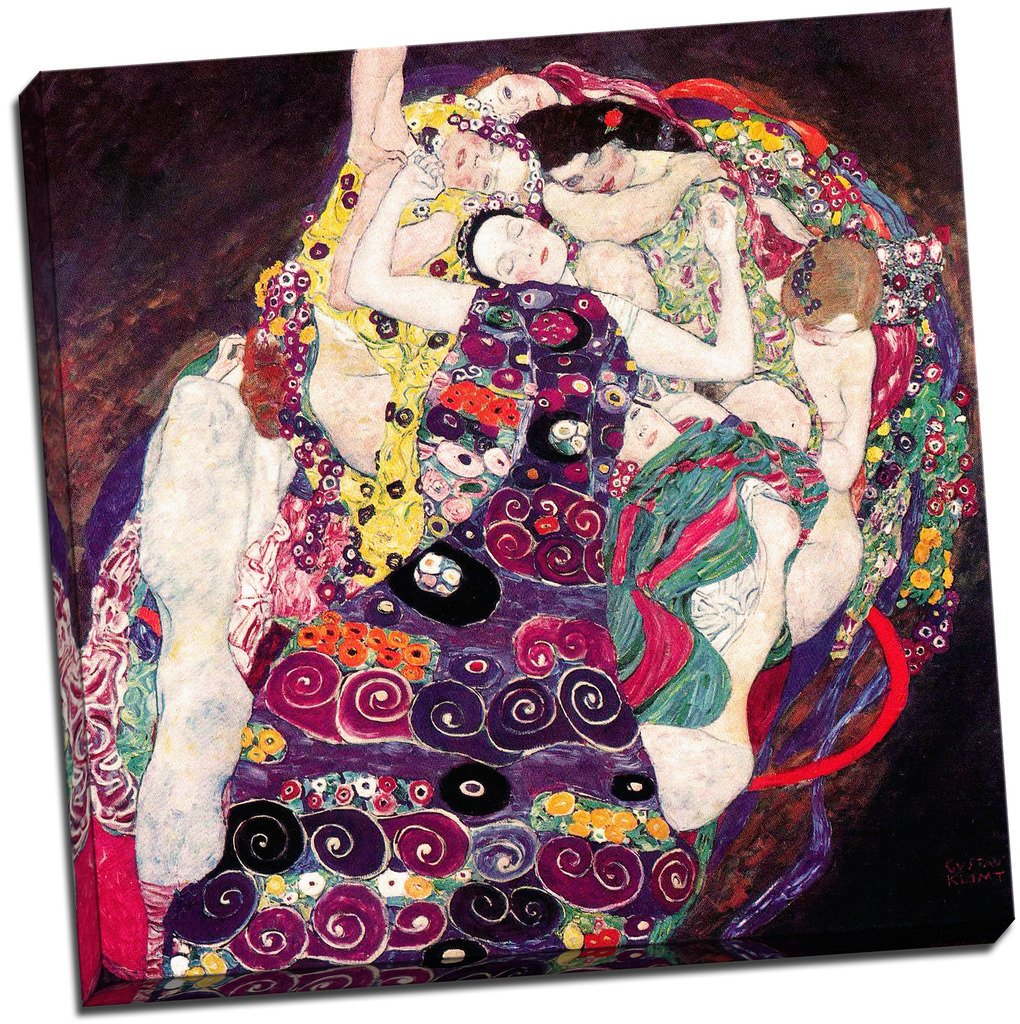 Panther Print Gustav Klimt Virgins Canvas Wall Art - 20x20 Inches Large Framed Painting - Perfect for Living Room, Bedroom & Office Decor