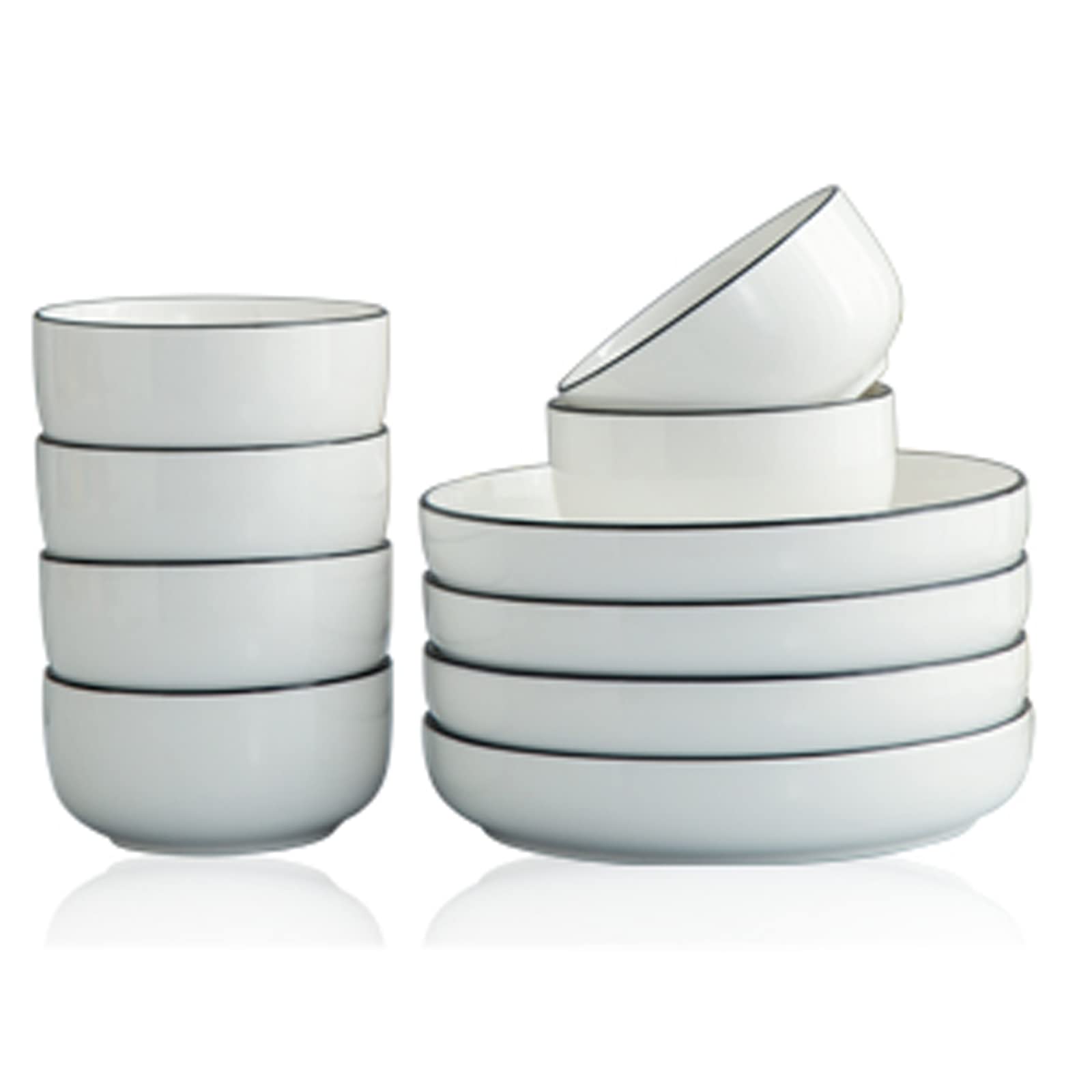 10-Piece Porcelain Dinnerware Set - Plates & Bowls for Cereal, Salad, Pasta, Soup & Dessert | Elegant Tableware for Family Dinners, Parties & Restaurant Serving