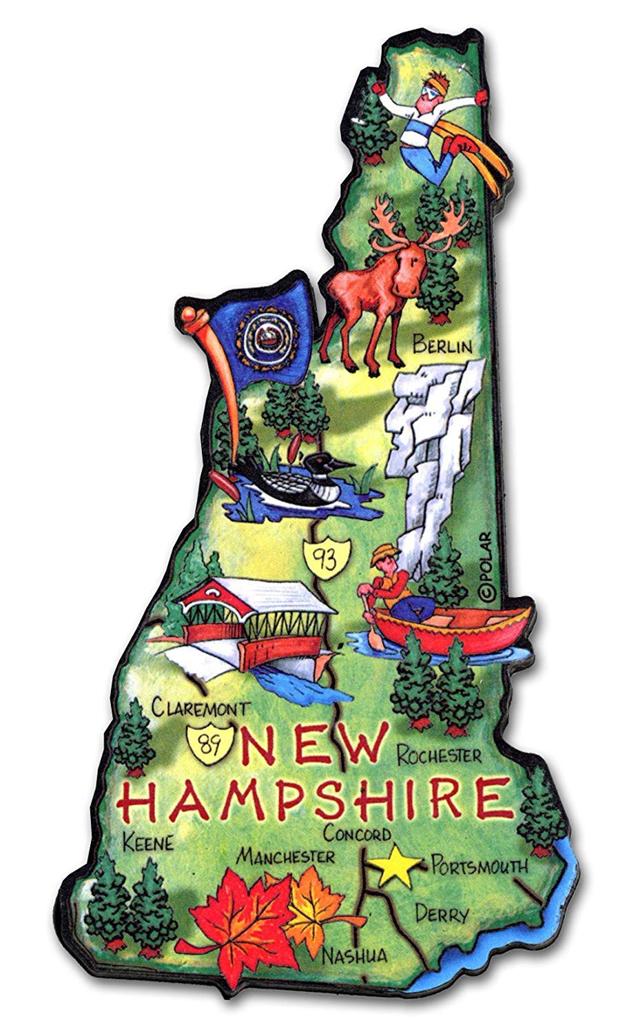 New Hampshire The Granite State Artwood Jumbo Fridge Magnet - Large Decorative Refrigerator Magnet for Home, Office & Travel Souvenirs