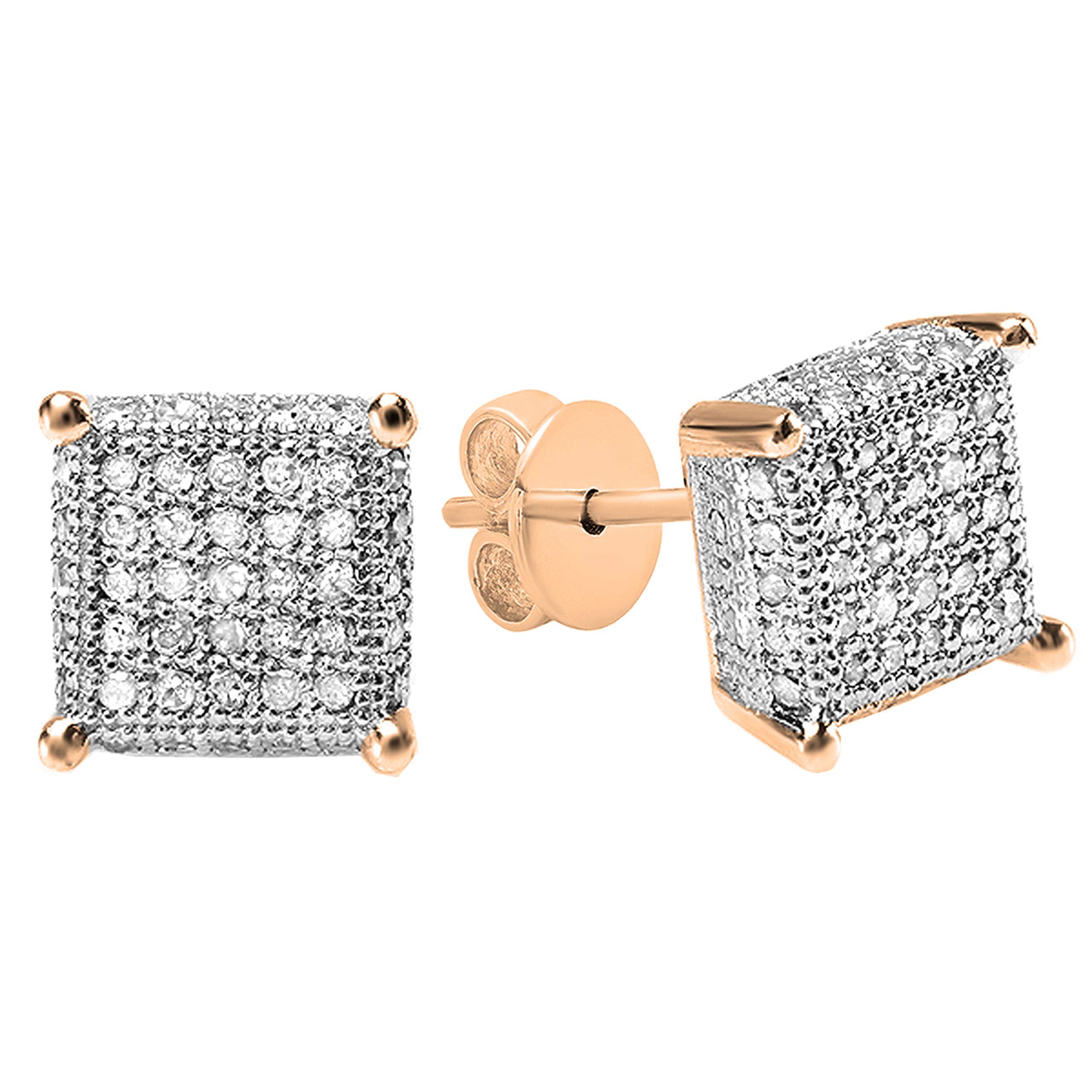 Dazzlingrock 0.55 CTW Round Lab-Grown White Diamond Dice-Shaped Men's Iced Out Stud Earrings - 10K/14K/18K Gold & 925 Sterling Silver Options - Perfect for Gifts, Parties, and Hip-Hop Fashion