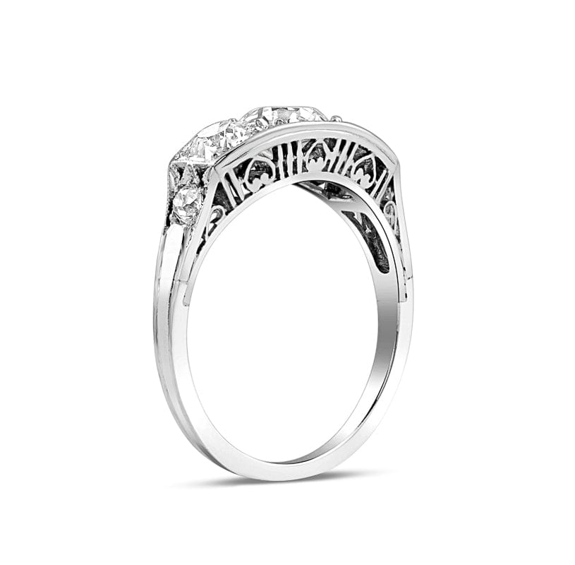 Vintage 1921 Mine Cut Diamond Ring in 18k White Gold - Elegant Estate Jewelry for Weddings, Anniversaries & Special Occasions