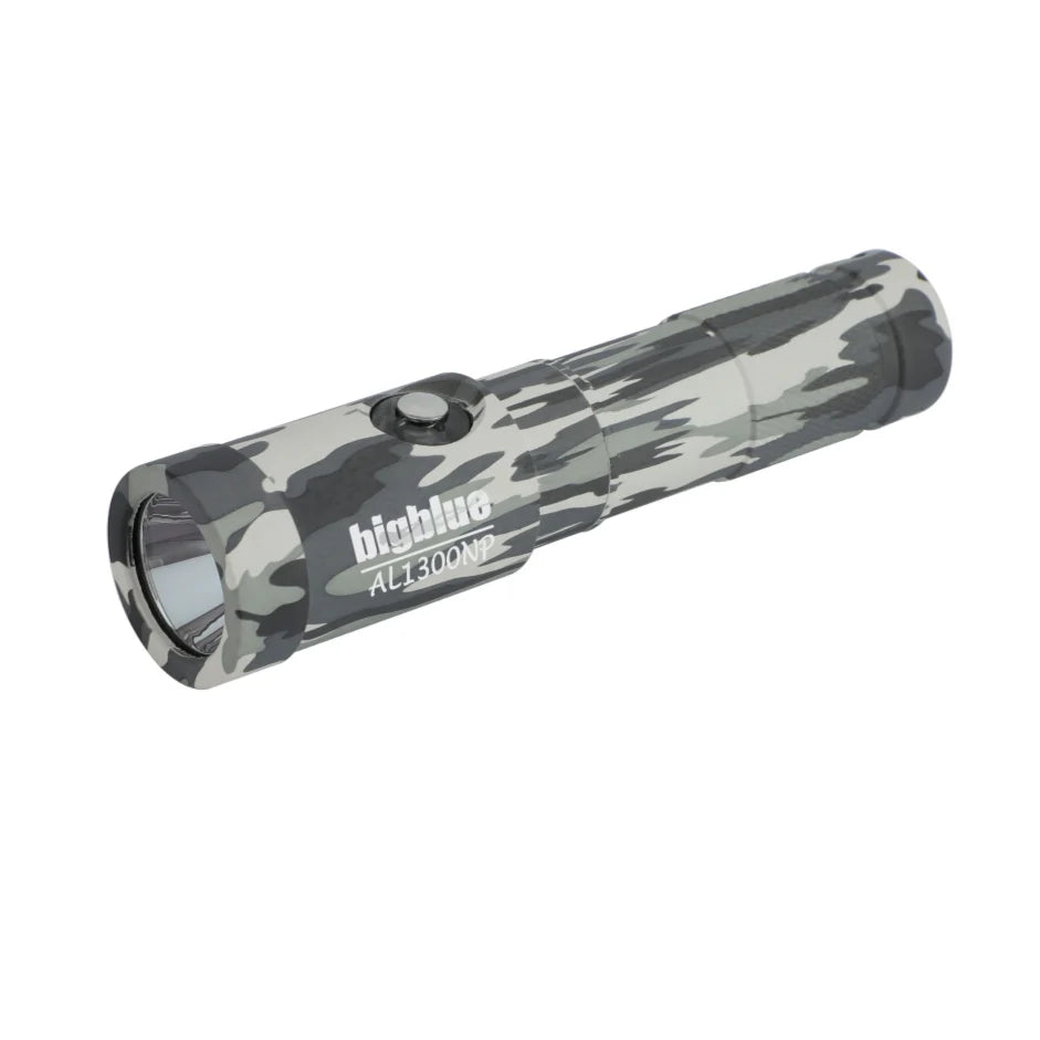 Bigblue 1300 Lumen LED Flashlight with Narrow Beam - Grey Camo Design for Hunting, Camping & Outdoor Adventures