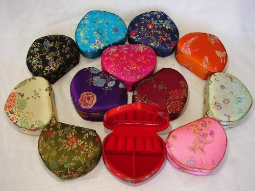 Elegant Brocade Jewelry Box with Mirror - Red Velvet Jewelry Organizer for Necklaces, Rings & Earrings - Perfect for Dressing Table, Vanity & Travel Gift