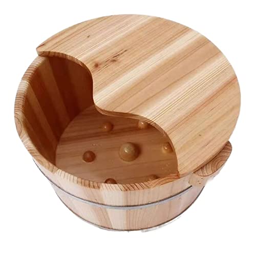 Thickened Wooden Foot Bath Tub with Massage Cover - Portable Spa Foot Soaker for Relaxation & Pain Relief - Perfect for Home, Bathroom, and Salon Use