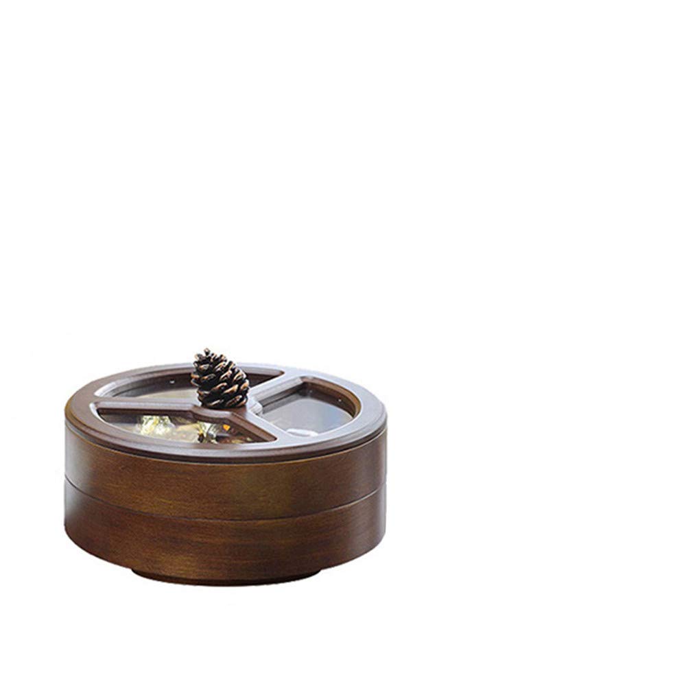 Premium Wooden Rotating Double-Layer Snack Tray - Dried Fruit, Candy & Nut Storage Box for Living Room - Home Decor & Party Serving Dish - Perfect for Entertaining, Movie Nights & Coffee Time