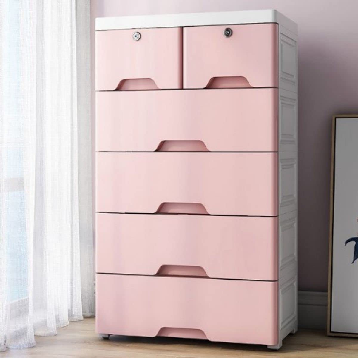 5-Layer Plastic Storage Cabinet with 6 Drawers - 19.7