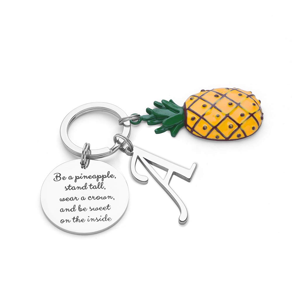 Personalized Pineapple Initial Charm Keychain - Unique Gifts for Women, Best Friend, Sister - Perfect for Birthdays, Graduation, Christmas & Everyday Carry Accessories